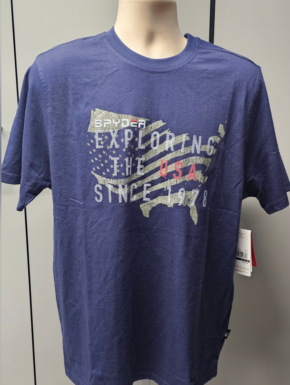 Spyder Navy Crewneck Tee Dark Blue  Graphic Large